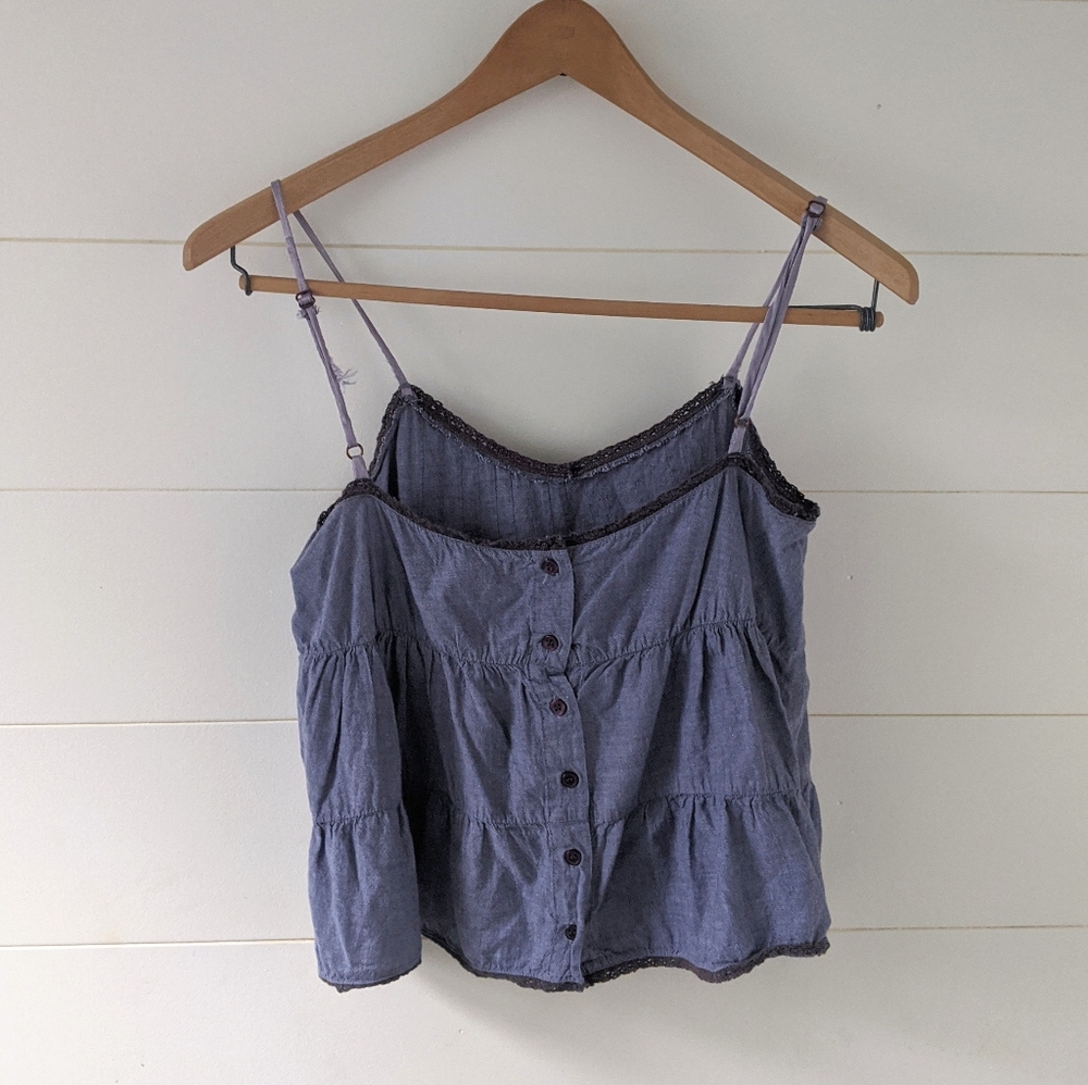 Billabong Chambray Lace Trimmed Cami Tank - Picture 2 of 5